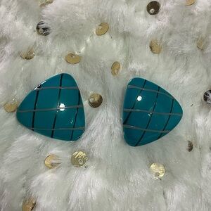 80’s Retro Teal Triangle Earrings